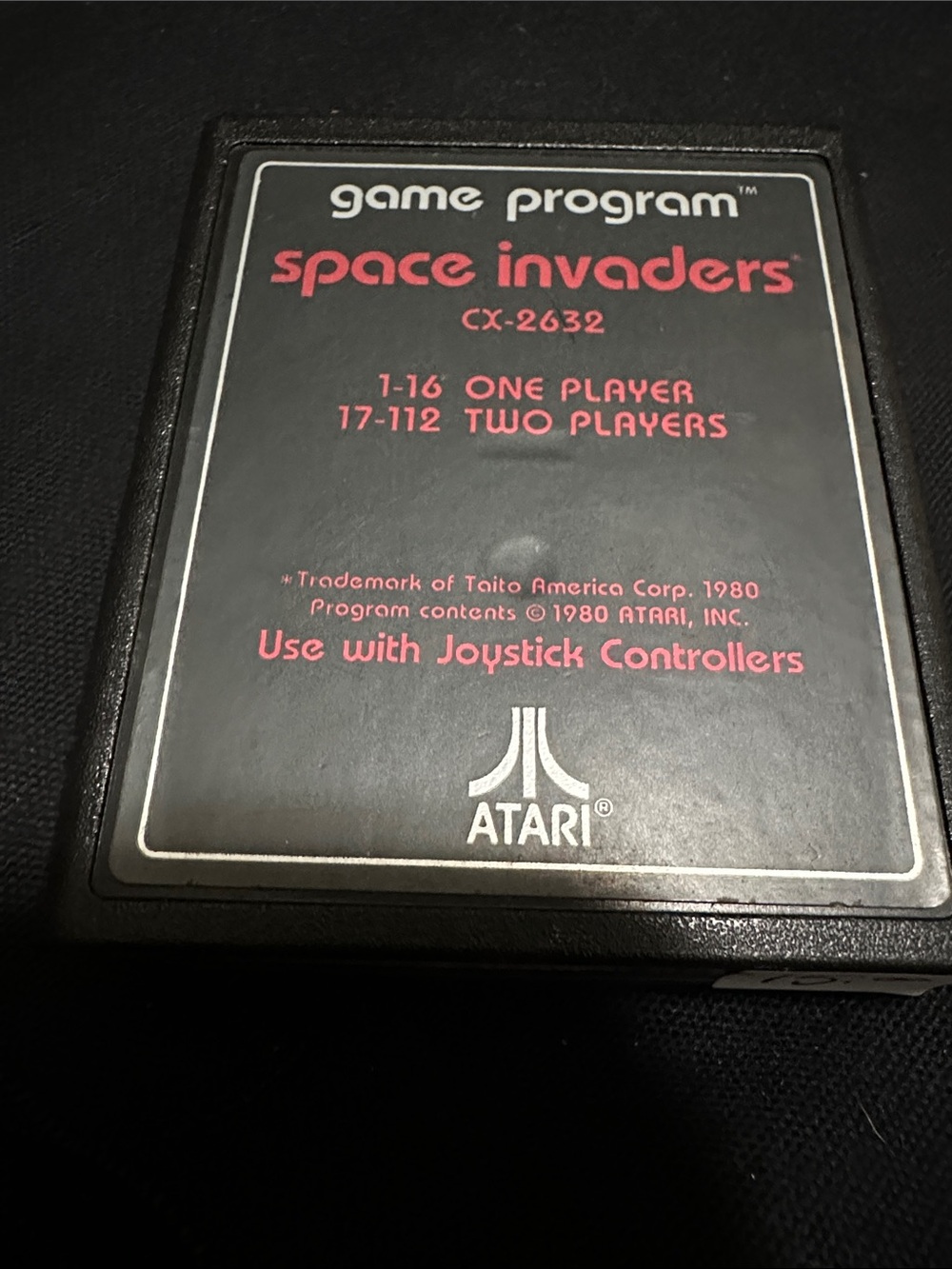 Atari Space Invaders Game Cartridge - Black